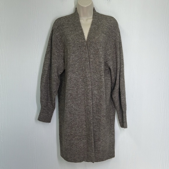 H&M - Taupe Brown Long Soft Long Sleeve Classic Open Cardigan Size XS - Picture 2 of 11